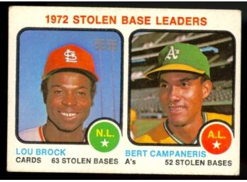 1973 Toppa Baseball 1972 Stolen Base Leaders Lou Brock Bert Campaneris #64 Vintage HOF