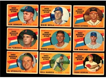 1960 Topps Baseball Rookie Stars 9 Card Lot! Vintage Rookie Sports Cards Lot! List In Description