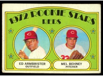1972 Topps Baseball Cincinnati Reds Rookie Stars #524 Ed Armbrister Mel Behney Vintage RC