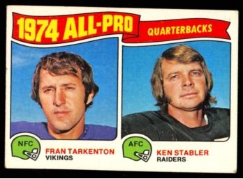 1975 Topps Football 1974 All Pro Quarterbacks Fran Tarkenton Ken Stabler #208 Vintage *back Issues*