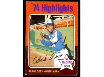 1975 Topps Baseball 1974 Highlights Hank Aaron NL All Star #1 Atlanta Braves Vintage HOF
