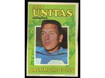1971 Topps Football John Unitas Pin Up #29 Baltimore Colts Vintage HOF