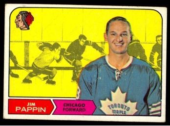 1968-69 Topps Hockey Jim Pappin #21 Chicago Blackhawks Vintage