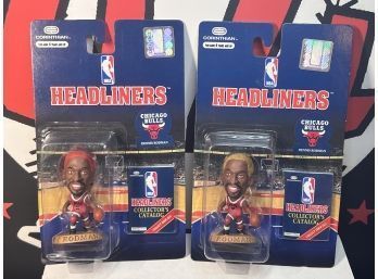 Lot Of 2~ 1996 Dennis Rodman Red Hair And Gold Hair Headliners Figure In Sealed Box