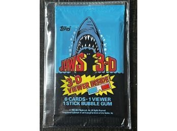 1983 TOPPS JAWS 3D SEALED TRADING CARD PACK WITH 3D GLASSES!