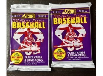(2) 1991 Score Baseball Series 2 Packs