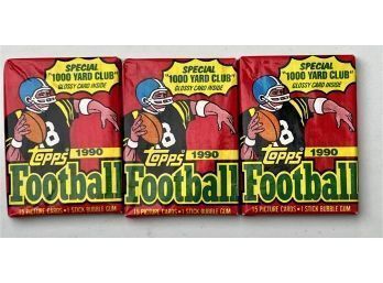 (3) 1990 Topps Football Unopened Factory Sealed Packs ~ Three
