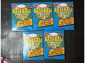 (5) 1987 Fleer Baseball Wax Packs Factory Sealed