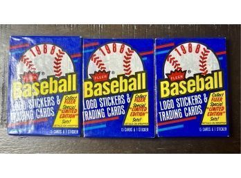 (3) 1988 Fleer Baseball Wax Packs Factory Sealed