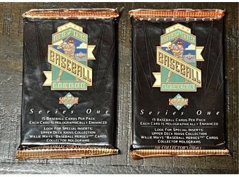 (2) 1993 Upper Deck Series 1 Baseball Foil Packs Factory Sealed