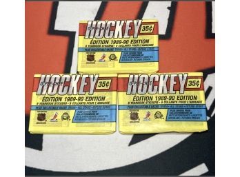 (3) 1989-90 OPC Hockey Stickers Wax Packs Factory Sealed