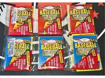 (2) 1987 Fleer Baseball Wax Rack Packs ~ 1 Red 1 Blue Factory Sealed