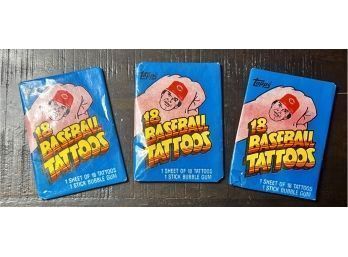 (3) 1986 Topps Baseball Tattoos Wax Packs