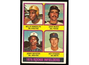 1976 Topps Baseball Rookie Infielders Willie Randolph, Dave McKay, Jerry Royster, Roy Staiger #592 Vintage