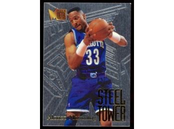 1995 Fleer Metal Basketball Alonzo Mourning Steel Tower #4 Charlotte Hornets HOF