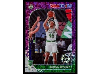 2019 NBA Hoops Premium Stock Romeo Langford Purple Disco Rookie Card #211 Boston Celtics RC