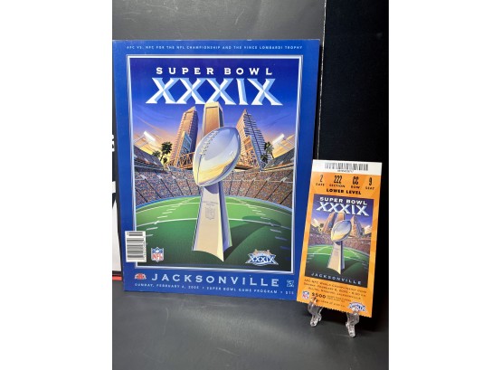 Super Bowl XXXIX Game Program & Genuine Game Ticket ~ Philadelphia Eagles Vs. New England Patriots