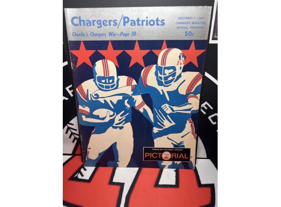 SAN Diego Chargers Vs NEW ENGLAND Patriots 12/7/1969 Game Program