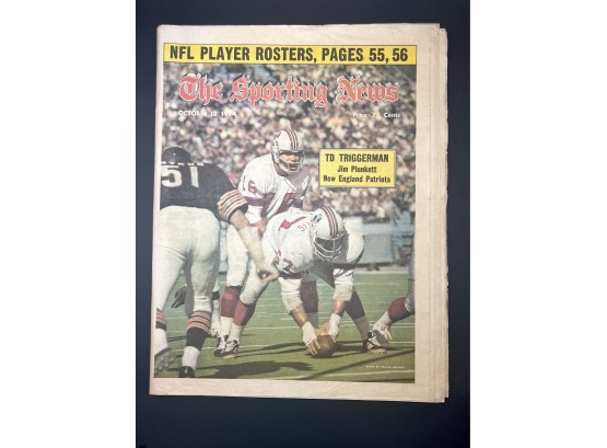 The Sporting News ~ 10/12/1974 'TD TRIGGERMAN Jim Plunkett New England Patriots' Plunkett Cover