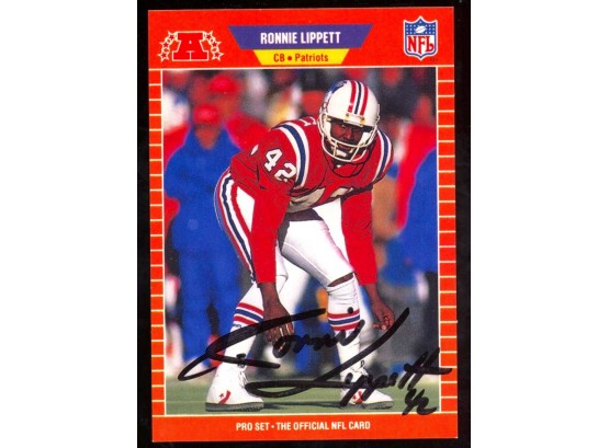 1989 NFL Pro Set Ronnie Lippett On Card Autograph #252 New England Patriots Auto
