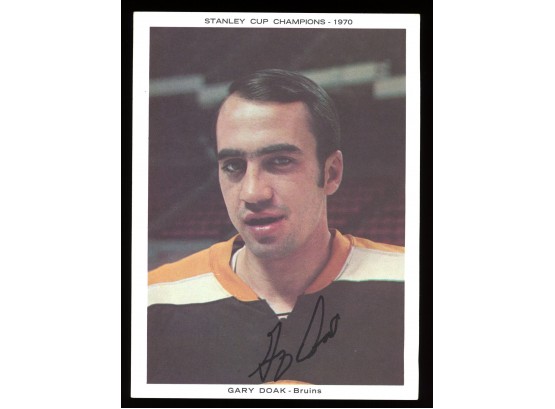 1970 BOSTON BRUINS STANLEY CUP PHOTO GARY DOAK SIGNED AUTOGRAPHED TEAM ISSUE PICTURE