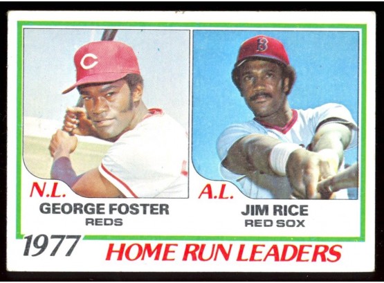1977 Topps Baseball George Foster & Jim Rice Home Run Leaders #202 Vintage HOF