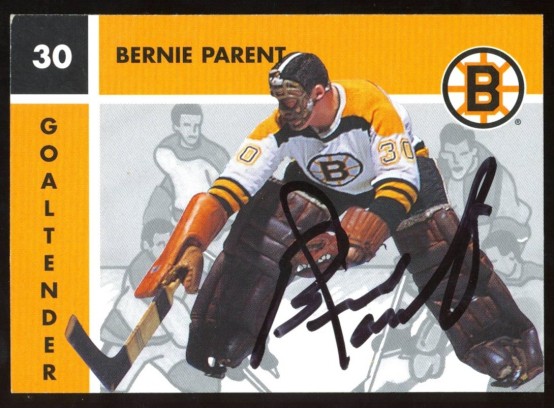 1995 Parkhurst Hockey Bernie Parent On Card Autograph #14 Boston Bruins Auto