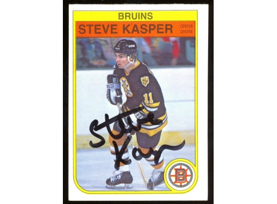 1982 O-pee-chee Hockey Steve Kasper On Card Autograph #12 Boston Bruins Vintage Auto