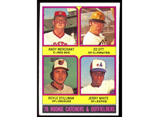1976 Topps Baseball Rookie Catchers & Outfielders #594 Andy Merchant, Ed Ott, Royle Stillman, Jerry White
