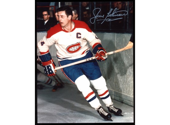 Jean Beliveau 8x10 Autograph Montreal Canadiens Vintage Captain HOF