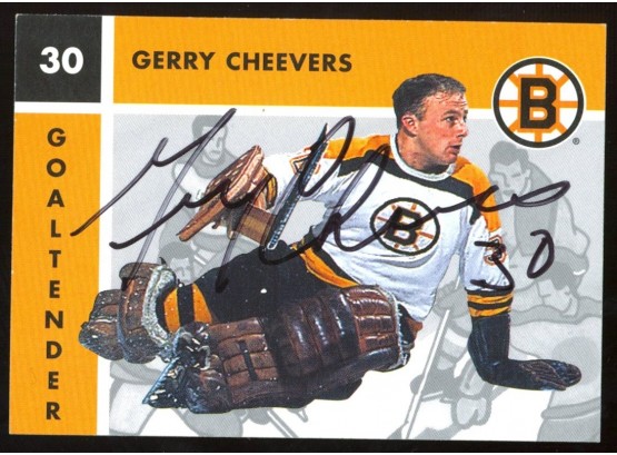 1995 Parkhurst Hockey Gerry Cheevers On Card Autograph #16 Boston Bruins Auto HOF