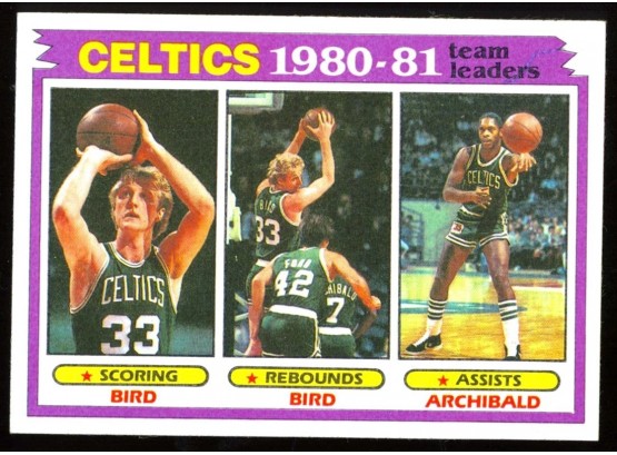 1980-81 Topps Basketball Boston Celtics Team Leaders Larry Bird Nate Archibald #45 Vintage HOF
