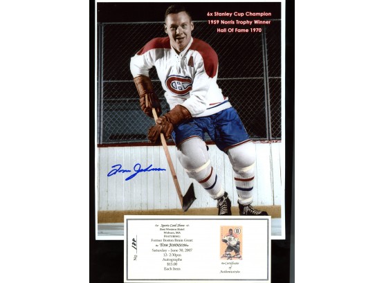 TOM JOHNSON AUTOGRAPHED 8X10 PHOTO MONTREAL CANADIANS