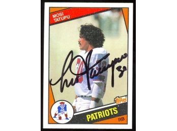 1984 Topps Football Mosi Tatupu On Card Autograph #142 New England Patriots Vintage Auto