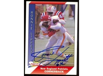 1991 Pacific Football Ronnie Lippett On Card Autograph #309 New England Patriots Auto