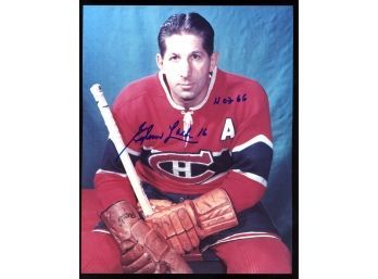 Elmer Lach 8x10 Autograph 'HOF 66' Inscription Montreal Canadiens