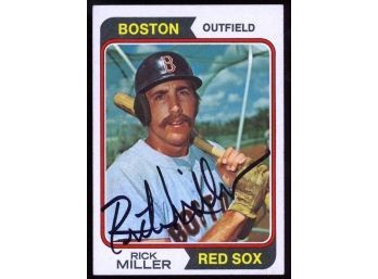 1974 Topps Baseball Rick Miller On Card Autograph #247 Boston Red Sox Vintage Auto