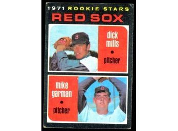 1971 Topps Baseball Boston Red Sox Rookie Stars Dick Mills Mike Garman RC #512