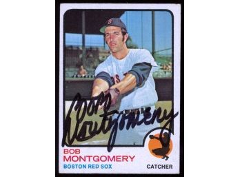 1973 Topps Baseball Bob Montgomery On Card Autograph #491 Boston Red Sox Vintage Auto
