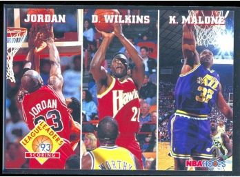1993 NBA Hoops Scoring Leaders Michael Jordan Dominique Wilkins Karl Malone #283 HOF