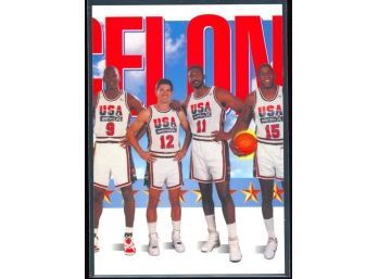1991 Skybox Basketball Team USA 2 Michael Jordan, Magic Johnson, John Stockton, Karl Malone #545 HOF