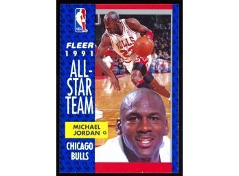1991 Fleer Basketball Michael Jordan All-star Team #21 Chicago Bulls HOF
