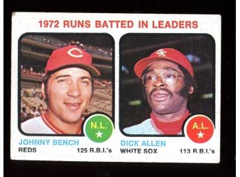 1973 Topps Baseball Johnny Bench Dick Allen 1972 Runs Batted In Leaders #63 Vintage
