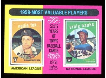 1975 Topps Baseball Nellie Fox Ernie Banks 1959 Most Valuable Players #197 Vintage