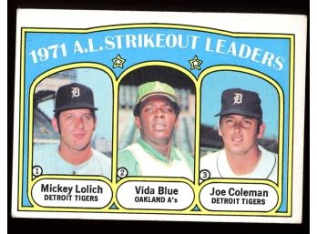 1972 Topps #96 1971 A.L. Strikeout Leaders - Mickey Lolich/Vida Blue/Joe Coleman