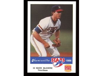 1986 Burger King Huntsville Stars Mark McGwire Rookie