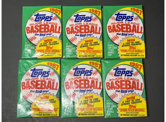 6 Packs ~ 1987 Topps Baseball Wax ~ Bonds / Bo Jackson / McGwire Rookies