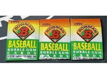 3 Packs ~ 1991 Bowman Baseball Factory Sealed