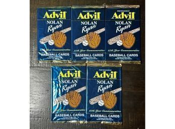 (5) Advil Nolan Ryan Foil Packs Factory Sealed
