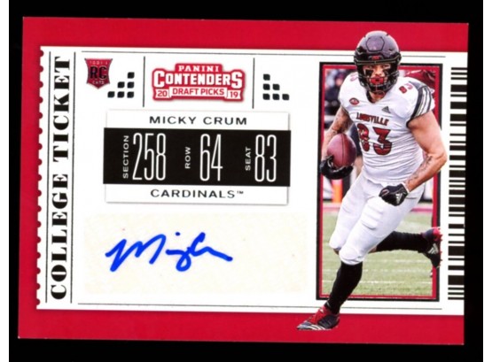 2019 Contenders Draft College Ticket Micky Crum Rookie Auto